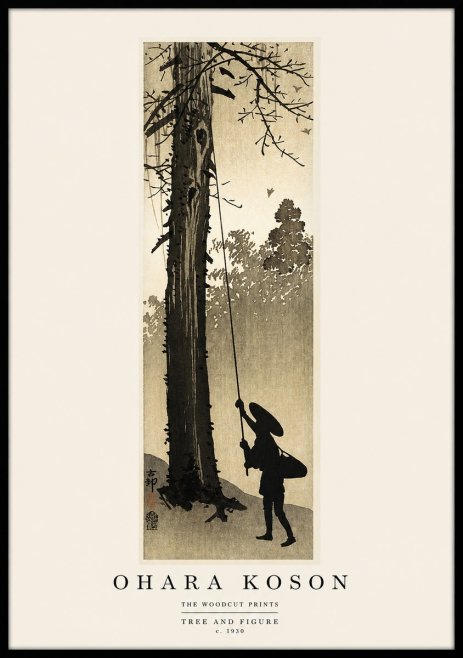 Ohara Koson Tree and Figure No1 - Plakát