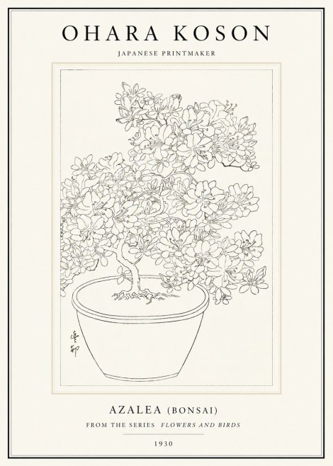 Ohara Koson Azalea (Bonsai) No1 - Plakát