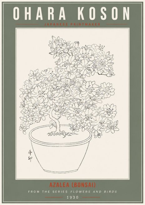 Ohara Koson Azalea (Bonsai) No2 - Plakát