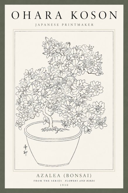 Ohara Koson Azalea (Bonsai) No4 - Plakát