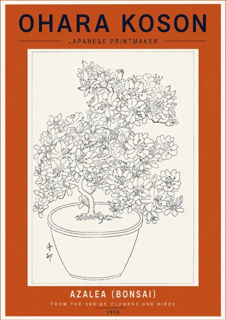 Ohara Koson Azalea (Bonsai) No5 - Plakát