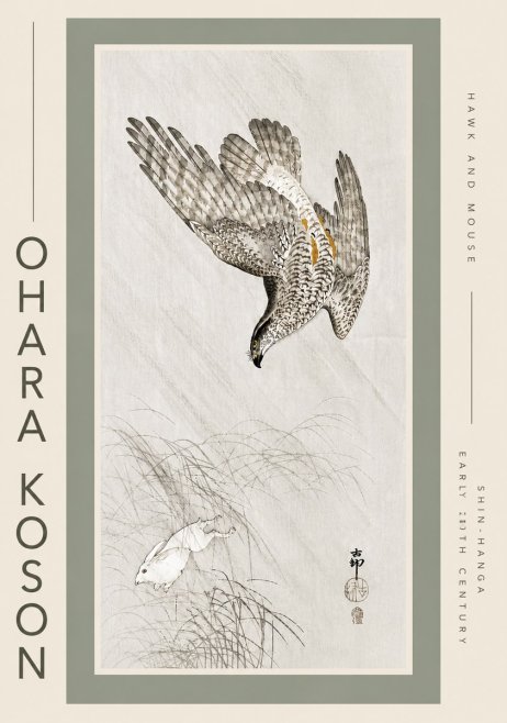 Ohara Koson Hawk and Mouse No5 - Plakát