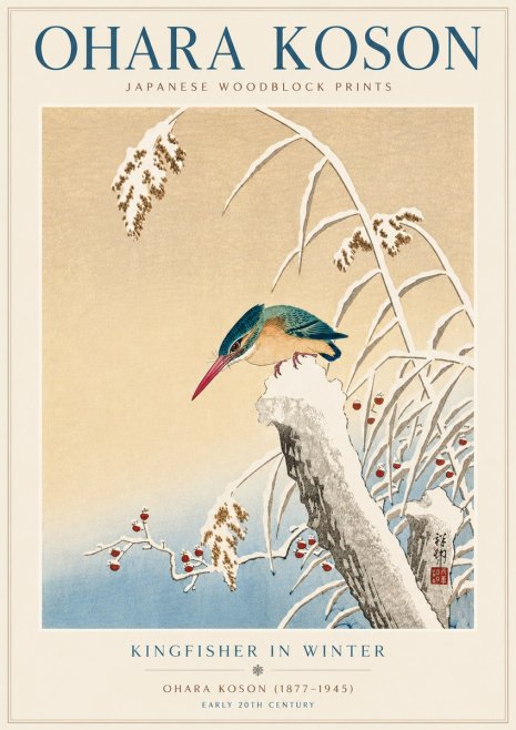 Ohara Koson Kingfisher in Winter II No5 - Plakát
