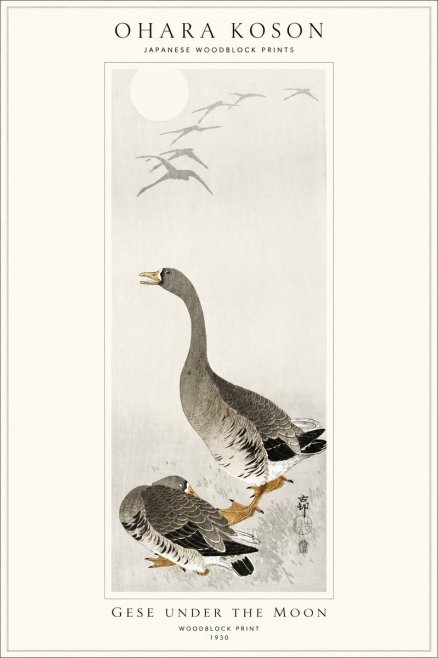 Ohara Koson Gese Under the Moon No1 - Plakát