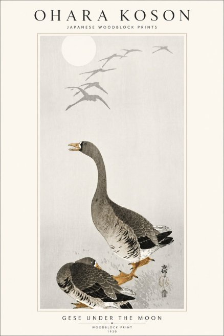 Ohara Koson Gese Under the Moon No5 - Plakát