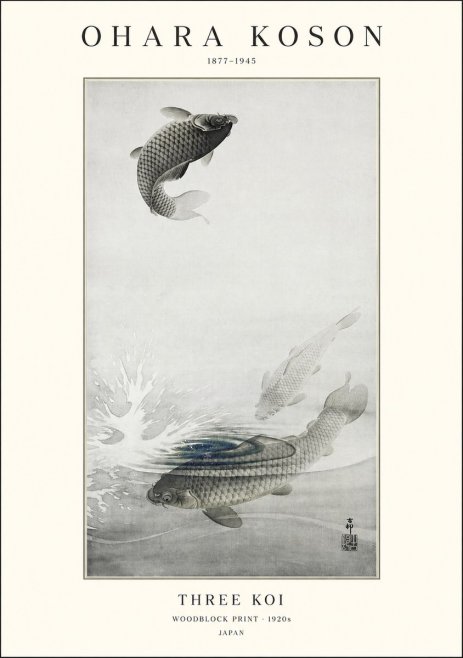 Ohara Koson Three Koi No1 - Plakát