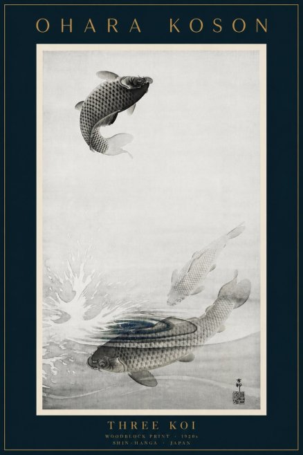 Ohara Koson Three Koi No6 - Plakát