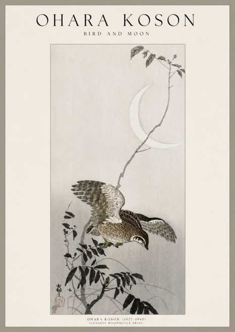 Ohara Koson Bird and Moon No1 - Plakát