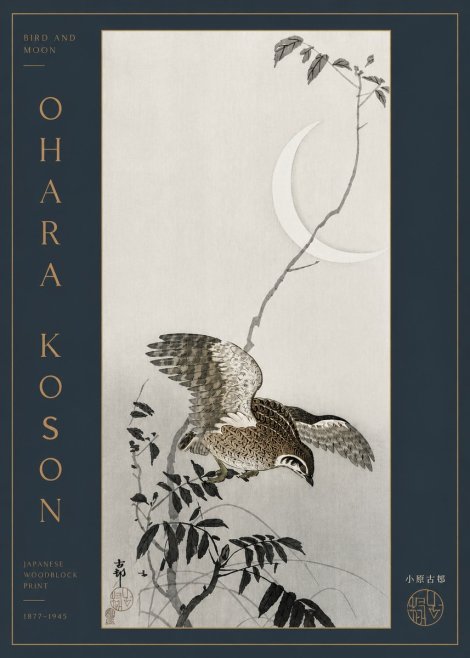 Ohara Koson Bird and Moon No3 - Plakát