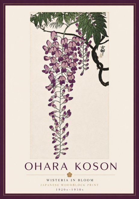 Ohara Koson Wisteria in Bloom No6 - Plakát