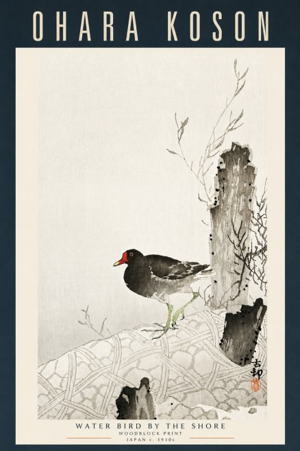 Ohara Koson Water Bird by the Shore No5 - Plakát