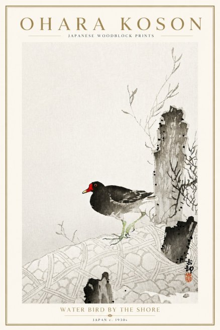 Ohara Koson Water Bird by the Shore No6 - Plakát