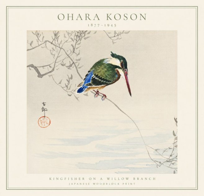 Ohara Koson Kingfisher on a Willow Branch No1 - Plakát