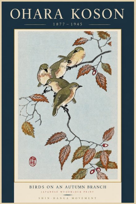 Ohara Koson Birds on an Autumn Branch No3 - Plakát