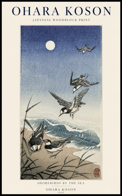 Ohara Koson Shorebirds by the Sea No1 - Plakát