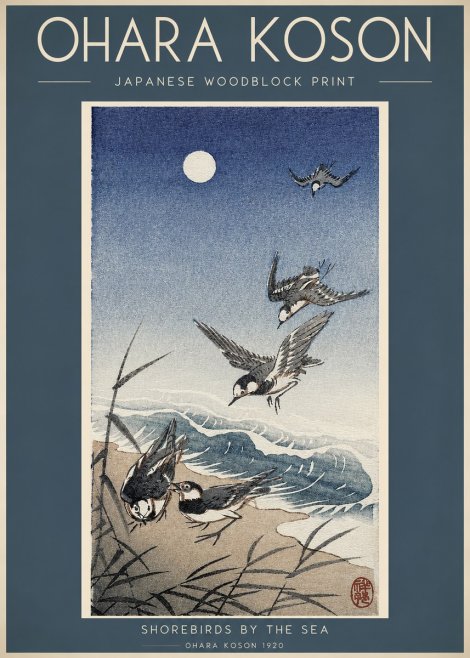Ohara Koson Shorebirds by the Sea No2 - Plakát