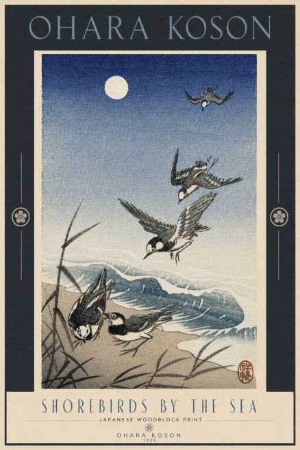 Ohara Koson Shorebirds by the Sea No4 - Plakát