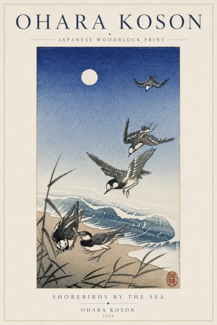 Ohara Koson Shorebirds by the Sea No6 - Plakát