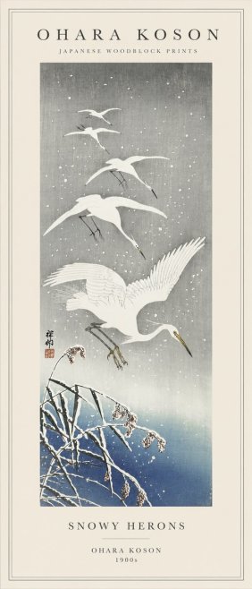 Ohara Koson Snowy Herons No1 - Plakát