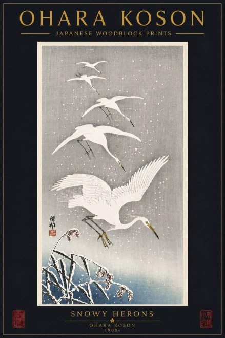 Ohara Koson Snowy Herons No6 - Plakát