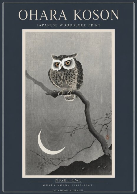 Ohara Koson Night Owl No2 - Plakát
