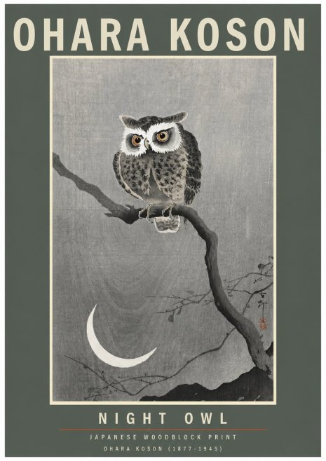 Ohara Koson Night Owl No3 - Plakát