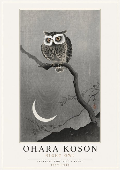 Ohara Koson Night Owl No4 - Plakát