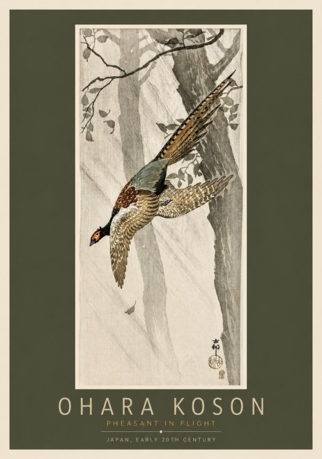 Ohara Koson Pheasant in Flight No2 - Plakát