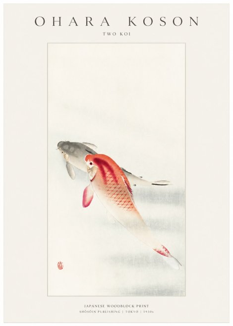 Ohara Koson Two Koi II No1 - Plakát