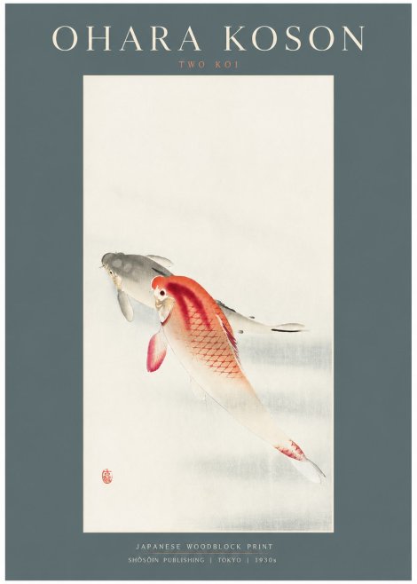Ohara Koson Two Koi II No2 - Plakát