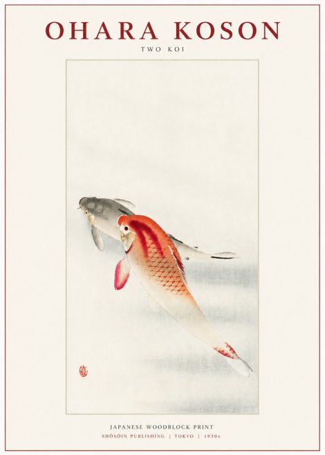 Ohara Koson Two Koi II No3 - Plakát
