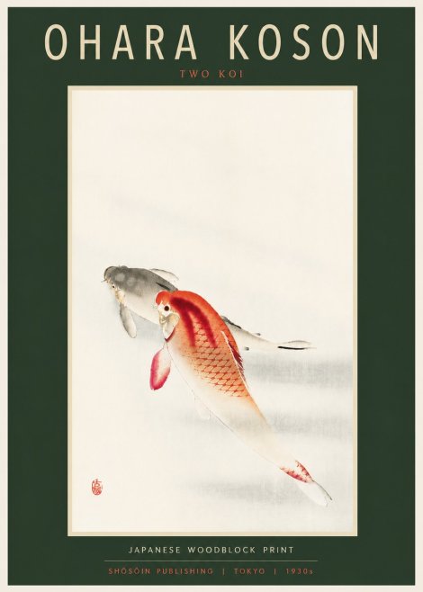 Ohara Koson Two Koi II No6 - Plakát