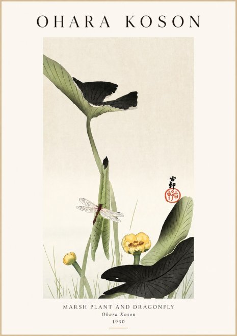 Ohara Koson Marsh Plant and Dragonfly No1 - Plakát