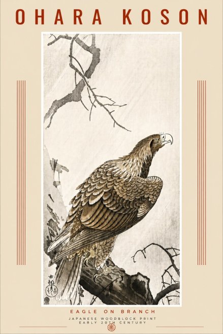 Ohara Koson Eagle on Branch No4 - Plakát