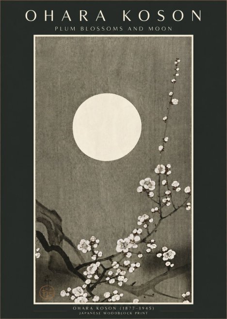 Ohara Koson Plum Blossoms and Moon No2 - Plakát