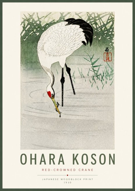 Ohara Koson Red-crowned Crane No2 - Plakát