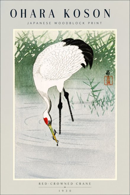 Ohara Koson Red-crowned Crane No3 - Plakát