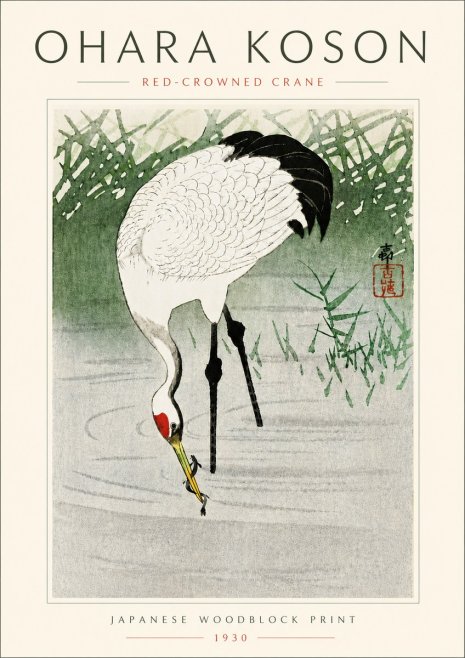 Ohara Koson Red-crowned Crane No6 - Plakát