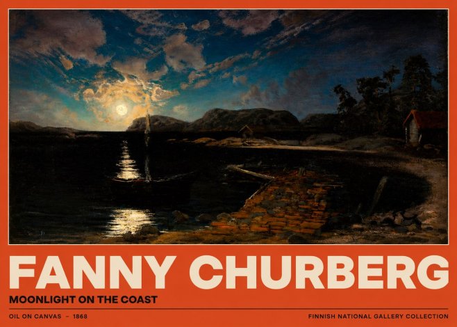 Fanny Churberg Moonlight on the Coast No2 - Plakát
