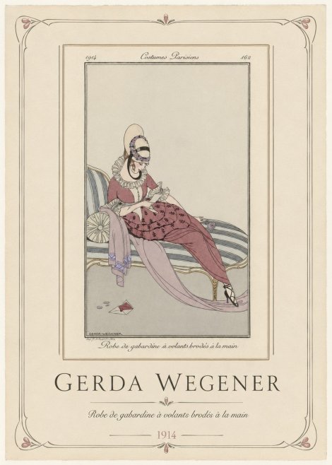 Gerda Wegener Robe De Gabardine À Volants Brodés À La Main I No1 - Plakát