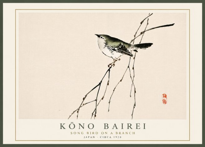 Kōno Bairei Song Bird on a Branch No6 - Plakát