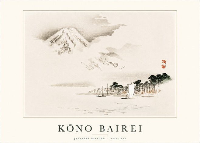 Kōno Bairei Mount Fuji with Boats No1 - Plakát