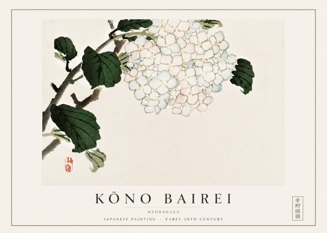 Kōno Bairei Hydrangea No3 - Plakát