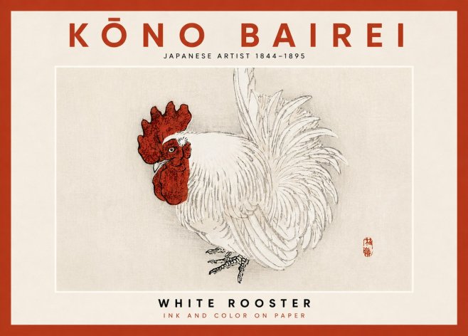 Kōno Bairei White Rooster No4 - Plakát