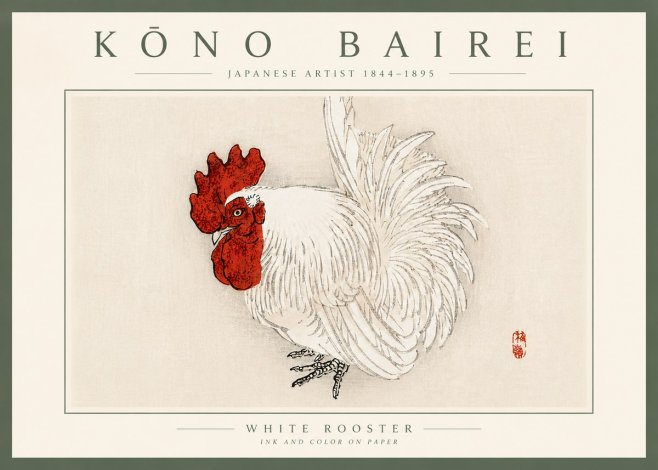 Kōno Bairei White Rooster No5 - Plakát
