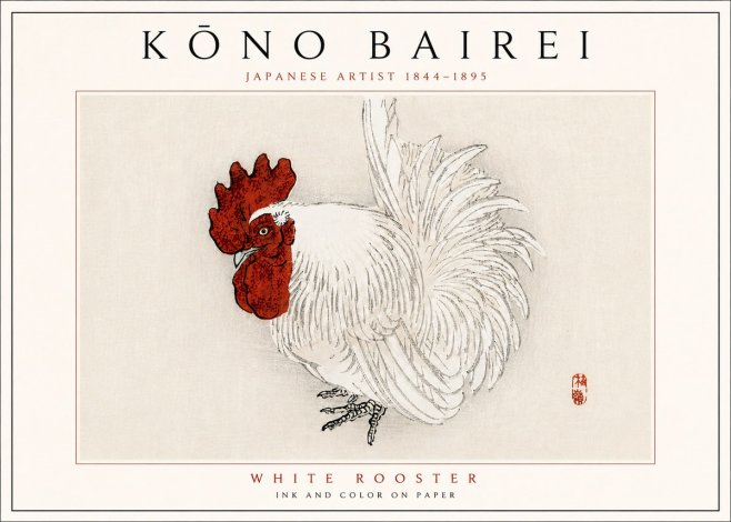 Kōno Bairei White Rooster No6 - Plakát
