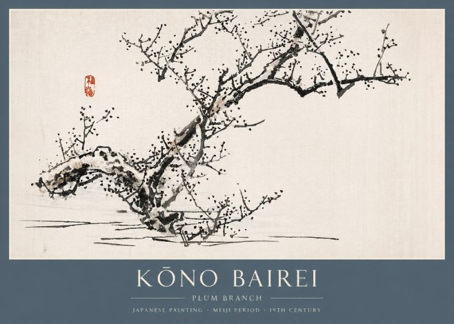 Kōno Bairei Plum Branch No3 - Plakát