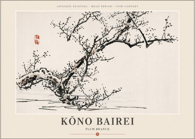 Kōno Bairei Plum Branch No4 - Plakát