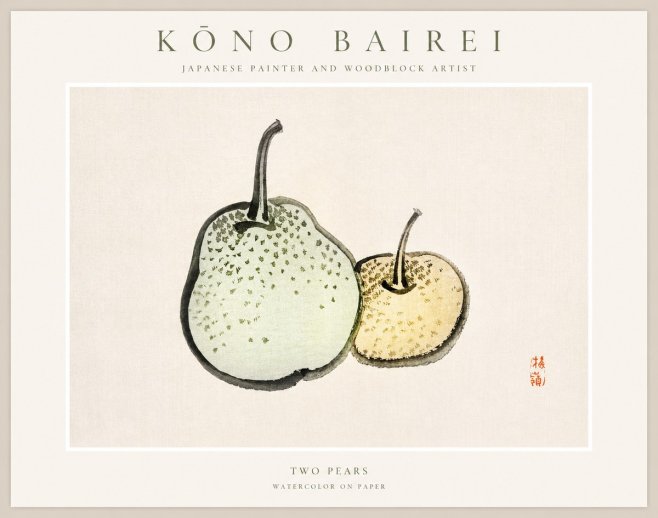 Kōno Bairei Two Pears No1 - Plakát