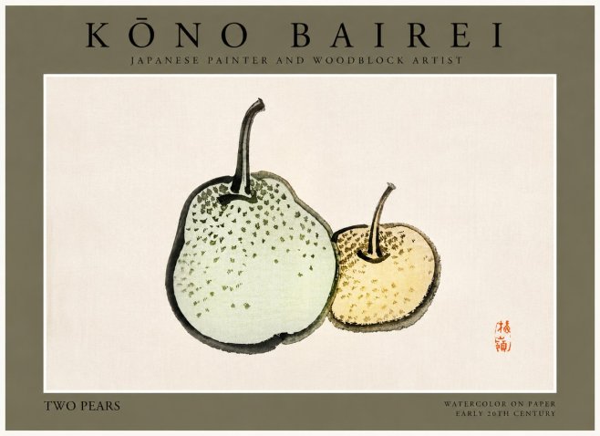 Kōno Bairei Two Pears No3 - Plakát